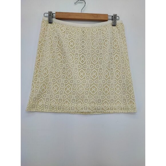 Fossil Evan Beautiful 100% Cotton Cream Lace Skirt Size 2 - Picture 1 of 10
